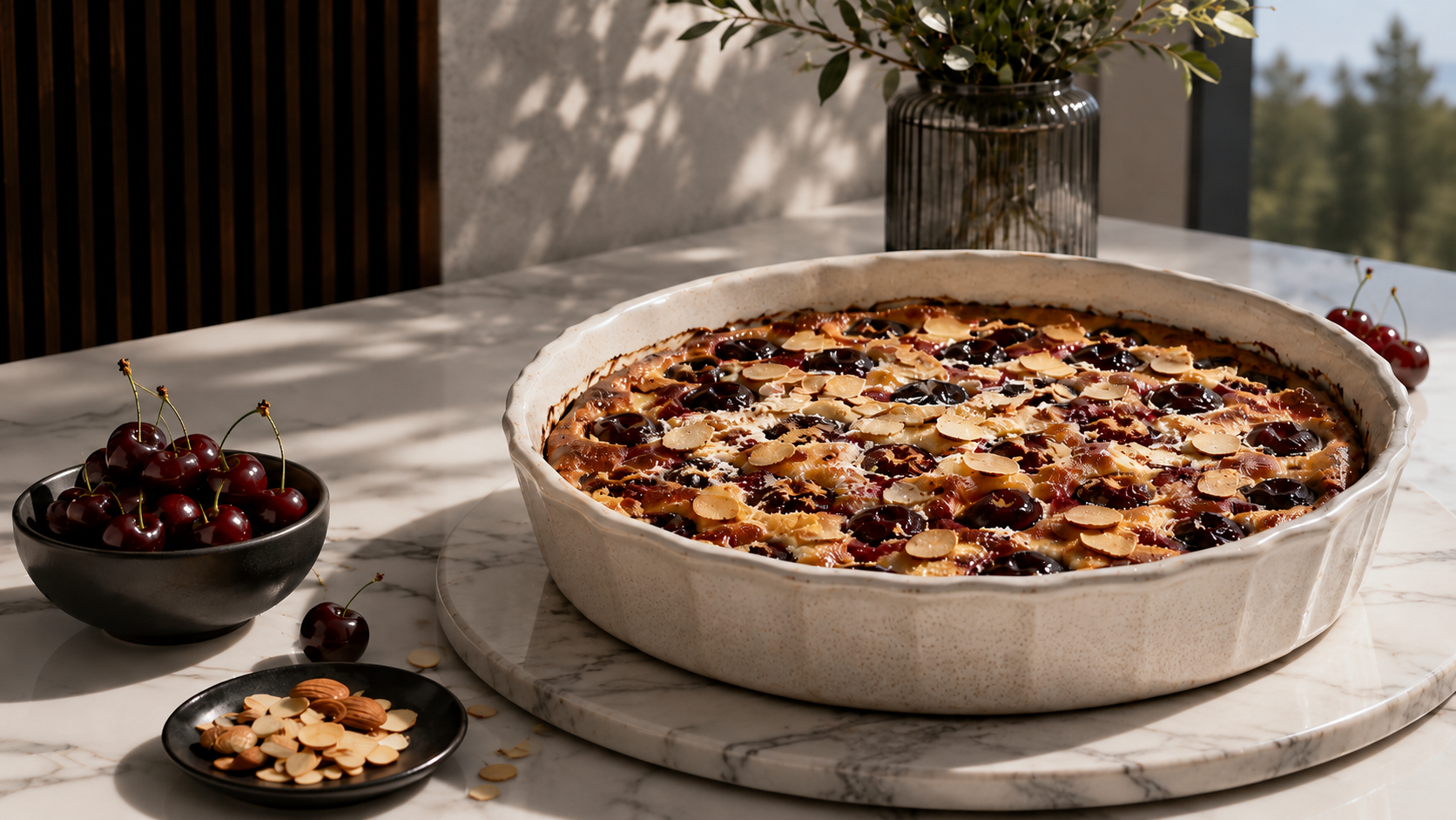 Clafoutis aux cerises du Var et amandes - recette de saison au Luc par Murielle BREL
