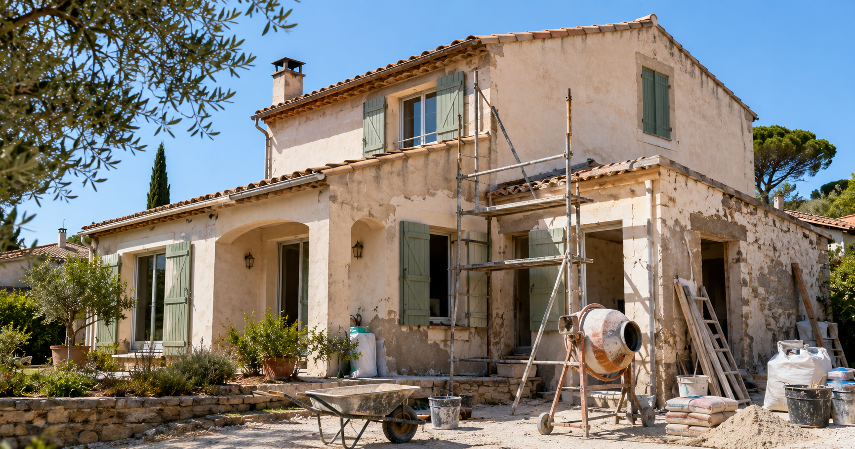 Maison provençale en cours de rénovation avant une vente immobilière au Luc